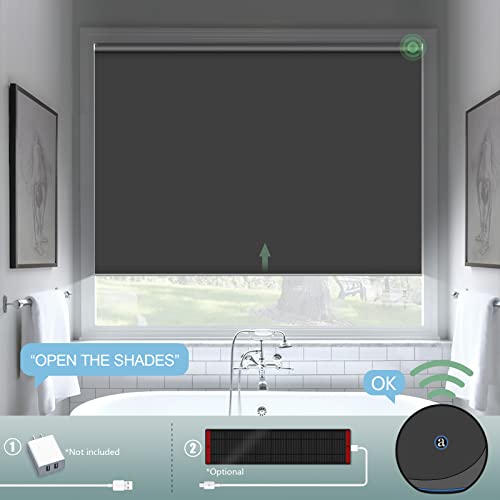 Yoolax Motorized Blind Shade for Window with Remote Control Smart Blind Shade Compatible with Alexa Motorize Roller Shade Blackout Battery Solar Powered Blind Custom up 98''W X 138''H(Vinyl-Dark Gray) - Thumbnail 2