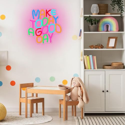 Image of Make Today A Good Day Neon Sign Colorful Letter Neon Light for Wall Decor Inspirational Words Led Neon Signs for Bedroom Calssroom Office Decoration