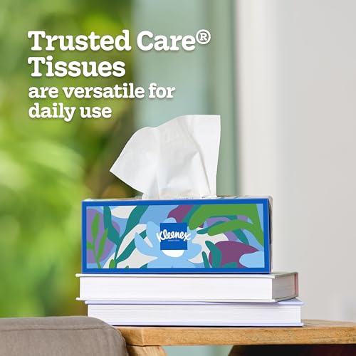 Image of Kleenex Trusted Care Facial Tissues, 3 Flat Boxes, 160 Tissues per Box, 2-Ply (480 Total), Packaging May Vary