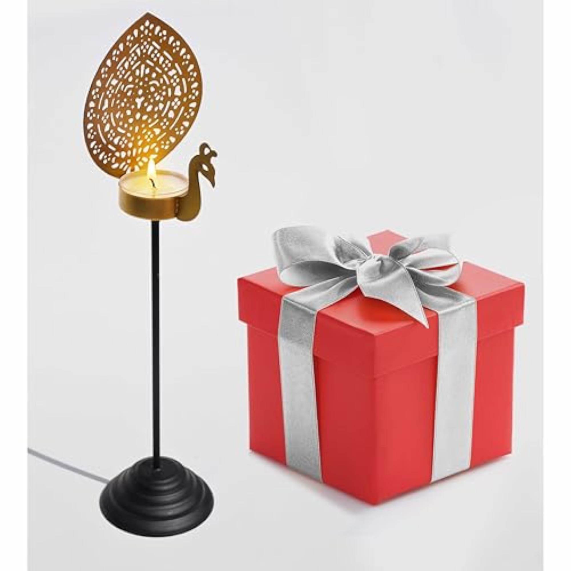 Metal Decorative Peacock Shape Tealight Candle Holder Stand