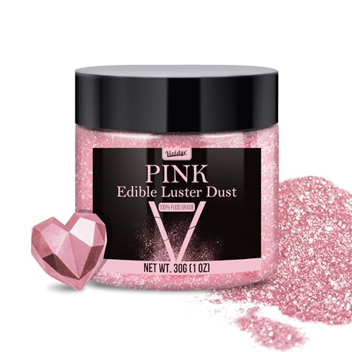 Edible Glitter Essbarer Glitzer - 30g Essbarer Glitzerpulver Glitzerstaub für Getränke, Lebensmittel, Kuchen - Essbares Metallisch Lebensmittelfarbe Glitzerpuder zum Cocktails, Wein, Torten (Rosa)