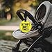 PLIGREAT 2 Pack Yellow Stop Don't Touch Baby Car Seat Sign for Newborn Babys Girl Boy No Touching Kissing Baby Reminder Signage for Babys Carrier Car Seat Stroller Tag with Hanging Straps and Clip