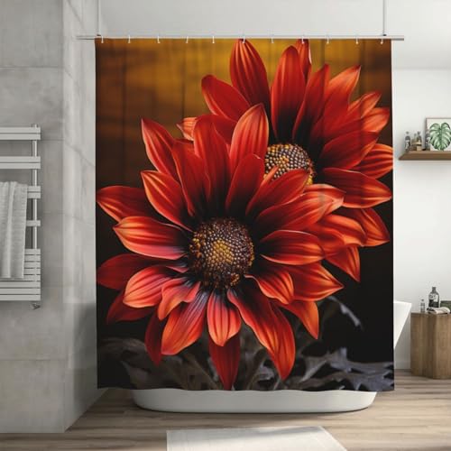 Rideau de douche imperméable et lavable avec imprimé tournesol