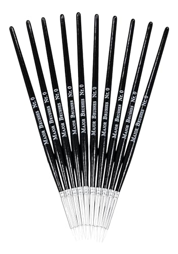 Image of Major Brushes Sable Substitute Size 0 Paint Brushes - Pack of 10