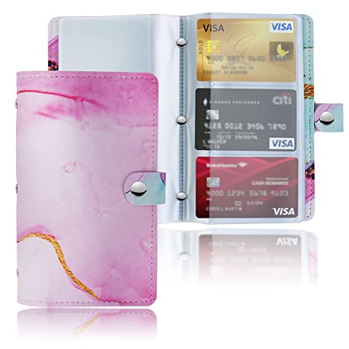 Hennaja Business Card Organizer,Business Card Holder Book Case PU Leather Organization Binder Name ID Card Holder for Men & Women, Up to 96 Cards Capacity(1-Splash Ink1)