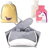 BAYINBROOK Bouillotte, livrée avec une housse de taille en peluche, des , un kit de premières règles pour les filles et des pochettes anti-douleur pour le cou, abdomen (gris bleu)