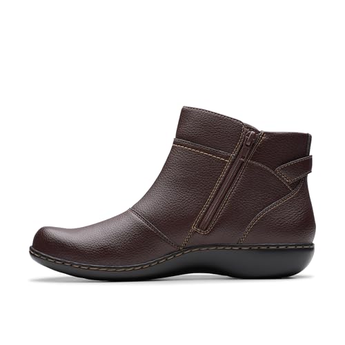 Clarks Clarks Collection Women's Ashland Mabel Ankle Boot, Dark Brown Tumbled Leather, 12 Medium US