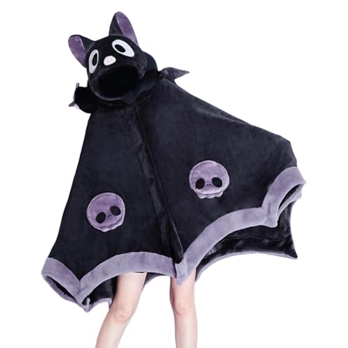 Cape de chauve-souris couverture plaid polaire noire pour adulte cosplay et maison