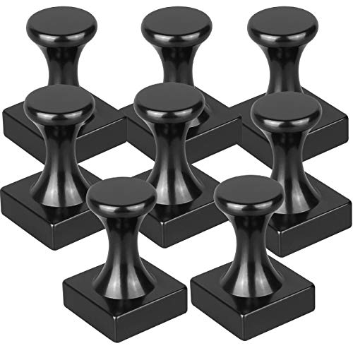 Magreen Black Strong Heavy Duty Neodymium Magnet Hooks, Super Powerful Stylish Magnetic Hangers for Hanging, Large Magnetic Push Pins with Anti-Scratch Pads, Pack of 8