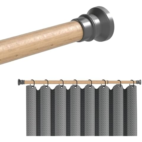 Hershii Extendable Wardrobe Rail 85-146cm, Adjustable Shower Curtain Rod, Clothes Hanging Tension Pole, No Drilling, Telescopic Rods for Kitchen Closet Cupboard Bathroom Window Cover