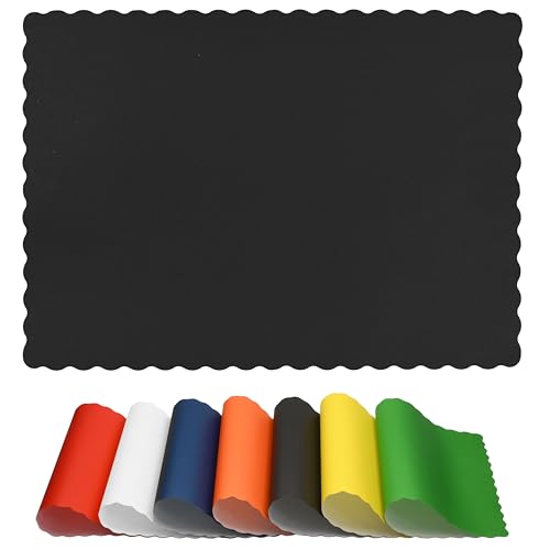 Disposable Paper Placemats – Premium, 100 Pack of Black Scalloped Edge Placemats, Perfect Size 10x 14