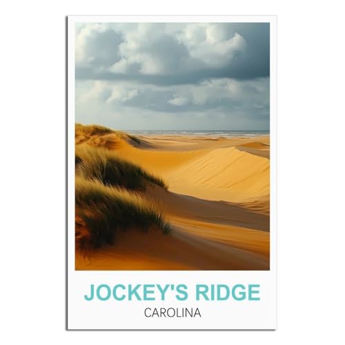Impression toile Jockey's Ridge Carolina poster vintage de voyage nuage 50x75cm