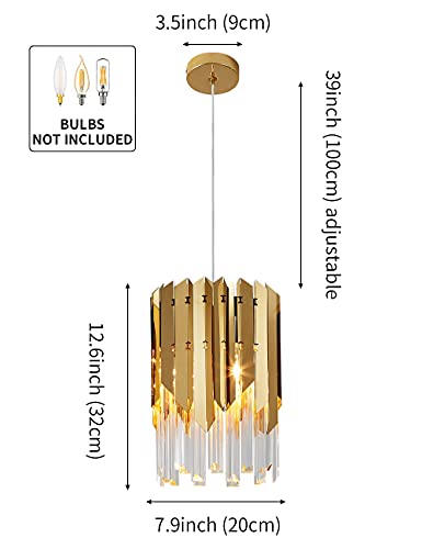 Biewalk Modern Crystal Gold Pendant Light Fixtures For Kitchen Island Luxury Gold Chandelier Perfect For Dining Room, Bedroom, Kitchen, Living Room #TOP5