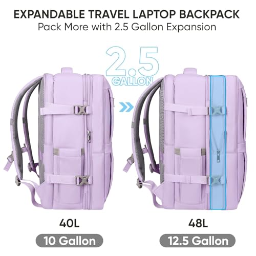 BALEINE Travel Backpack for Women Men, Large Sturdy Carry On Laptop Backpack Gifts for Business, Casual, Weekender, Hiking (XL, Lavender) — view 2