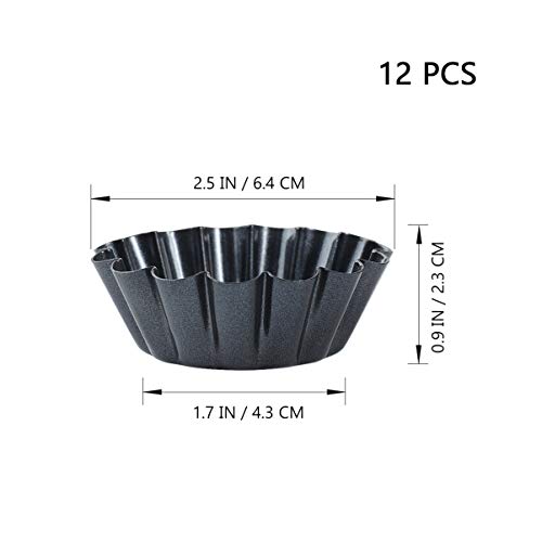 Healeved 12 Packs Size 2.6 X 0.9Inch Egg Tart Mini Tart Pans Pie Tin Tartlet Pan,Mini Cupcake Cookie Pudding Muffin Baking Cups Cooking Molds For Pies, Desserts, Quiche P #TOP2