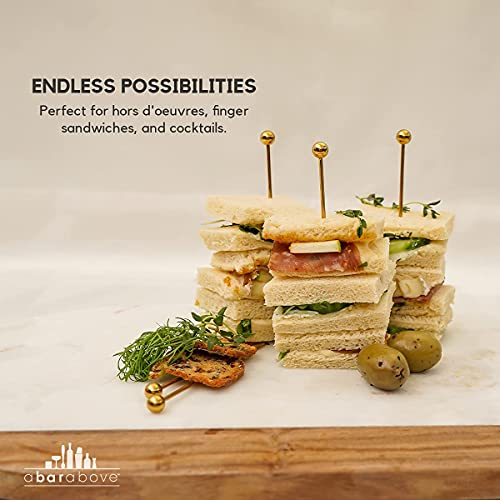 A Bar Above Short Gold Cocktail Picks – Metal Stir Sticks For Drink Garnish, Bloody Mary Skewers, Shrimp Cocktail & More – Cocktail Toothpicks For Appetizers – 12 Cocktail Sticks For Drinks #TOP2