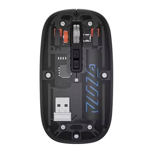RECTITUDE Transparent Wireless Mouse with USB Receiver & Bluetooth | Dual Mode Optical Mouse with DPI Adjustment | Silent Click | Rechargeable Battery | Slim Portable Mouse for Laptop & PC (Black)-picture-10