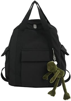 Korean Style Fashion Backpack Multi-purpose Large-capacity Travel Canvas Backpack Shoulder Bag for Women Men Black