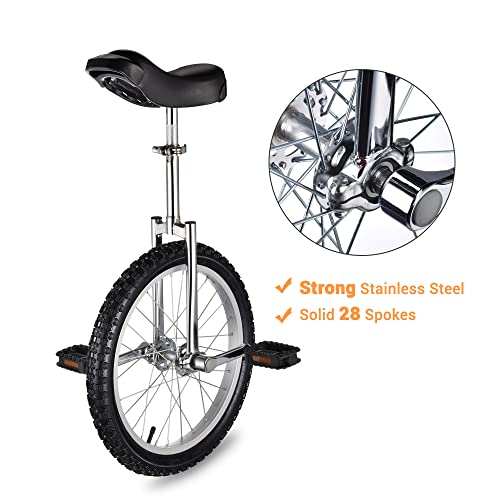 Image of AW 16 /18 /20 /24 Inch Wheel Outdoor Unicycle Adjustable Seat Exercise Bicycle | Fit Adults Kids Outdoor Sports Fitness Exercise, Various colors For Choice