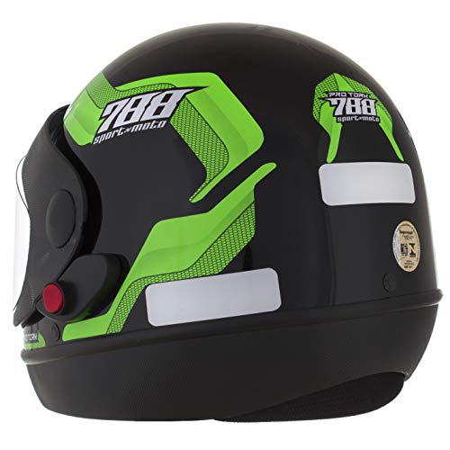 Pro Tork Capacete Sport Moto 788 56 Preto/Verde
