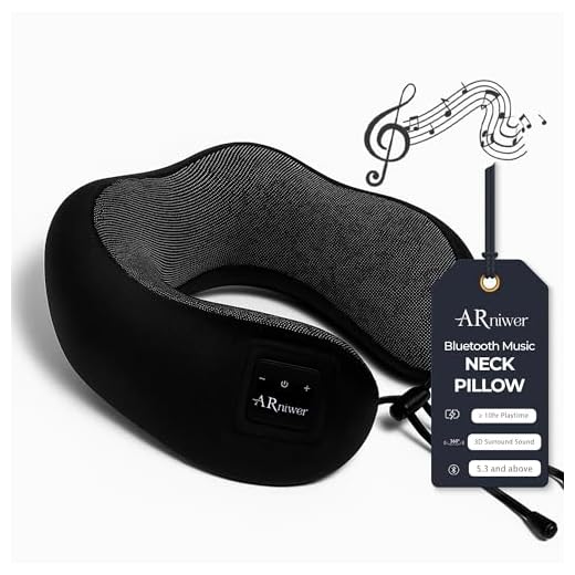 ARniwer Bluetooth Music Semicircular Neck Pillow Wireless Bluetooth Speaker Suitable Airplane,Bus,Train,Car,Office,and Outdoor Camping for Sleeping, Resting The Best Travel Essentials. (Black)
