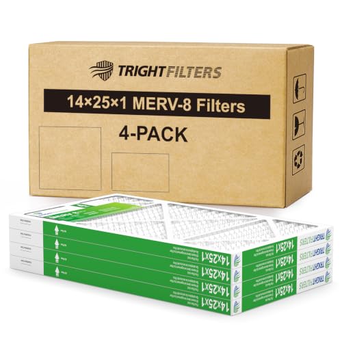 Image of TRIGHTFILTERS 14x25x1 Air Filter 4 Pack, MERV 8 Pleated HVAC Furnace Filter | Air Conditioner Filter Replacement Dust Defense Furnace AC Protection Durable Lightweight