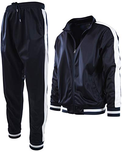 Mens Athletic 2 Piece Tracksuit Set (L, 867-Navy)