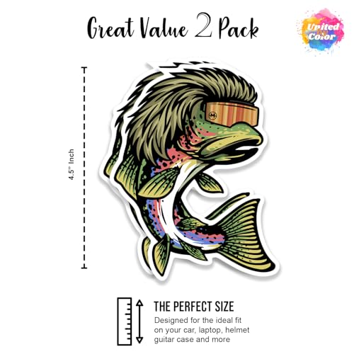 Image of Mullet Trout Stickers (2Pc) - Strong Adhesive Waterproof Trout Fishing Stickers and Decals - No Fade, Used for Window, Water Bottle, Laptop, Tumbler, Bumper, Boat, Cooler, Truck & Car