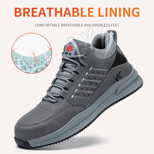 Image of Steel Toe Shoes for Men Work Shoes Men Steel Toe Shoe for Construction Breathable Anti Smash Sneakers for Warehouse Lightweight Safety Unbreakable Sneakers for Industrial
