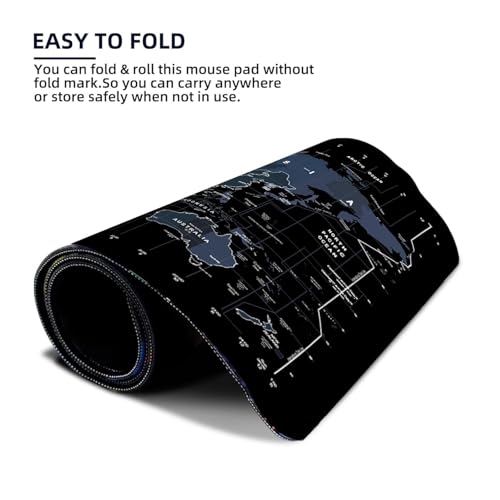 Image of World Map Extended Size Gaming Mouse Pad| Desk Mat | Stitched Edges| Non-Slip Rubber Base |Computer Laptop| Keyboard Mouse Pad for Office & Home (80x30cm)