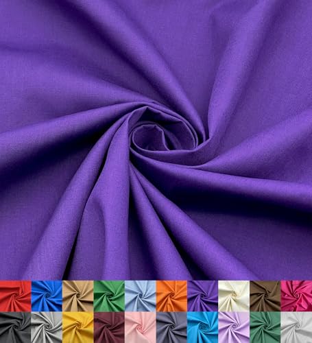 EOVEA - Cotton Polyester Fabric by The Yard 60 Wide Broadcloth Fabric Soft Lightweight & Breathable Material for Lining Curtains Bedding Skirts Sewing Projects (Purple 1 Yard)