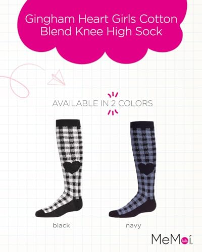 MeMoi Gingham Heart Girls Cotton Blend Knee High Sock2