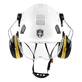 GREEN DEVIL 作業用ヘルメット 林業 ヘルメット チェーンソー ヘルメット 白 クリアバイザーと耳栓付き 建設用 作業用 軽量 通気性 耐衝撃 夜光反射 防護帽 EN 397工業用