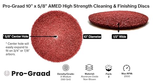 Image of 2 Pack 10 inch x 5 /8 inch Medium (AMED) High Strength Non-Woven Buffing, Blending, Cleaning, Light Deburring & Finishing Discs, 05317, Pack of 2