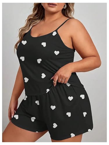 Image of SOLY HUX Women's Plus Size Pajama Set Cute Cartoon Print Sleepwear Cami Top and Shorts Loungewear