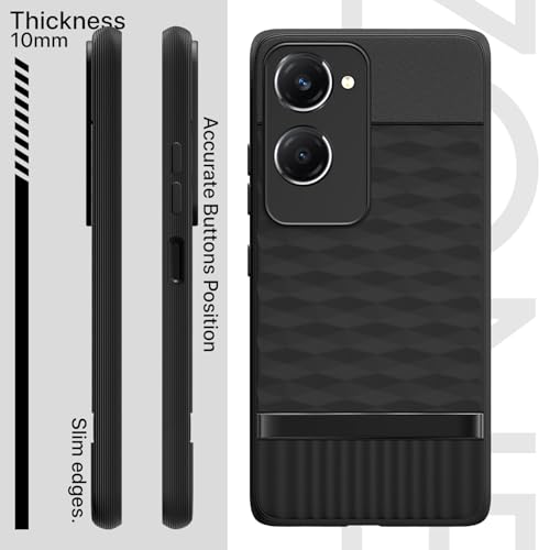 Image of Outlouders Bumper Case for iQOO Z9 Lite 5G / Vivo T3 Lite 5G / Vivo Y18 / Y18e / Y03 | Full Camera Protection | TPU Soft Flexible Shockproof Back Cover (Black)