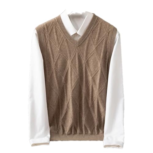 Mens Solid Cashmere Knitted Sweater Vest V-Neck Sleeveless Lightweight Casual Pullover Waistcoat