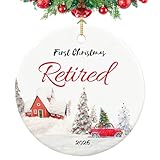Retirement Ornament 2026, First Christmas Retired Ornament 2026, Retirement Gifts for Women,Coworker,Teacher,Nurse, 2.9' Ceramic Retired Christmas Ornaments