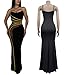 PORRCEY Women's Sexy Elegant Rhinestone Mesh See Through Cocktail Party Club Evening Dress(7027,Gold,M)