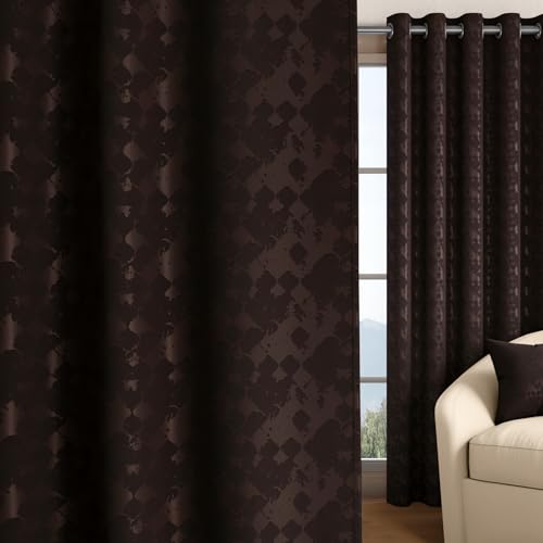 Image of Wakefit Jacquard Room Darkening Curtain | Light Blocking Upto 70% | (9 x 3.9 ft) | Door Curtain | Set of 2 | Reduces Noise | Machine Washable | Smash |Onion Brown