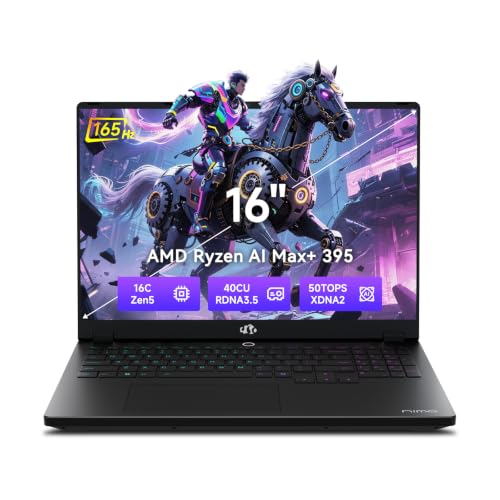Image of NIMO 2026 New AI PC Laptop, AMD Ryzen AI Max+ 395(16-Core, up to 5.1GHz) 128GB LPDDR5x 1TB SSD Radeon 8060S Graphics (40 CUs) 126 Tops AI Performance 230W DC 165HZ for 8K Video Editing & 3D Rendering