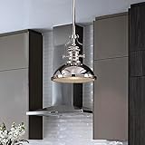 ALOADECOR 1-Light 13' Modern Industrial Polished Nickel Single Dome Pendant Light for Kitchen Island Vintage Rustic Chandelier Adjustable Hanging Light Fixture for Dining Room