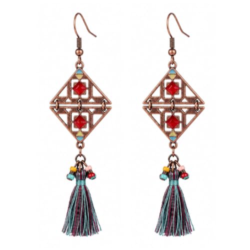 Image of Young & Forever Gift Boho Carnival Sea Island Long Tassel Earrings Handmade Beaded Bohemian Women Statement Beads Dangle Earrings Ethnic Jewelry Fringe Earrings