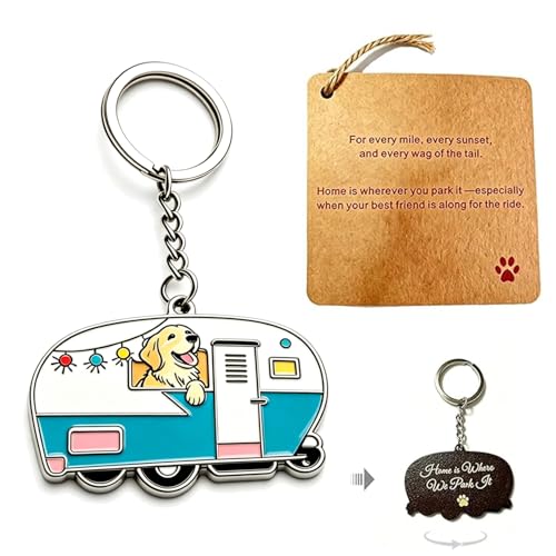 TrustBlai Camper Keychain for RV Keys Easy Spot, Golden Retriever