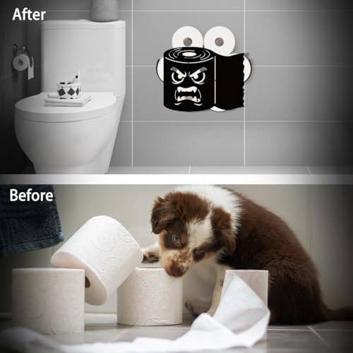 WADORN Funny Damn Tissues Metal Toilet Paper Holder for Extra 8 Rolls, Black Toilet Tissue Storage Decorative Toilets Paper Rolls Organizer Wall Mounted for Bathrooms Home Housewarming Gifts by WADORN - Used condition - Image 4