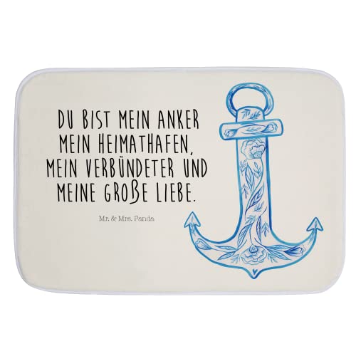 Mr. & Mrs. Panda Badvorleger Anker Blau - Geschenk, Badezimmerteppich, Tiere, Badteppich,...