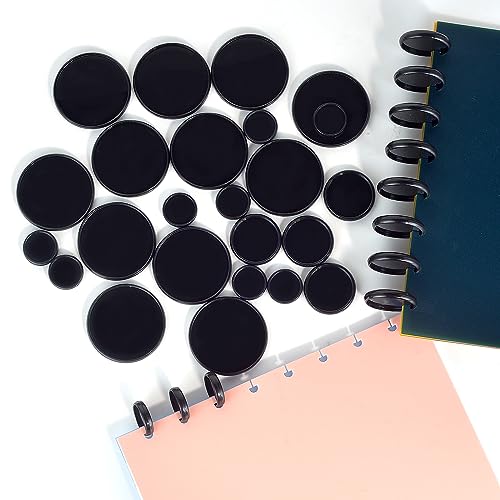36 peças (5 cm, 3,5 cm, 2,5 cm) Discos de expansão de disco de plástico preto para encadernação de d