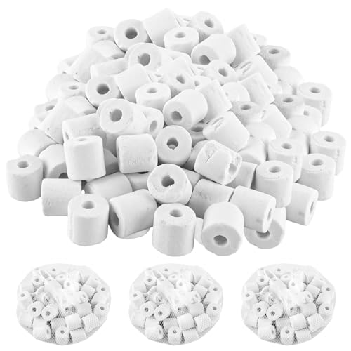 YAYODS 4 Stück Keramik Filterringe - Aquarium-Filtermedien - Keramikringe Biologischer Filter für Aquarien - Keramik Ringe Keramikfilter - Aquarium Filtermaterial für Aquarium, Teich (je 420g)