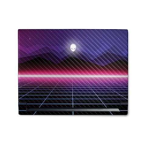 Image of MightySkins Carbon Fiber Skin Compatible with Alienware M18 R1 (2023) Full Wrap Kit - Synthwave | Protective, Durable Textured Carbon Fiber Finish | Easy to Apply & Change Styles | Made in The USA