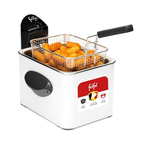 frifri Friteuse Expert 4,5L 3200W - Design Rectangulaire, Couvercle, Technologie Zone Froide, Tête Chauffe Brevetée - Nettoyage Facile - Blanc Métal